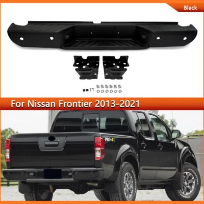 Black Rear Step Bumper Assembly With Sensor Holes For Nissan Frontier 2013-2021 - Изображение 1 из 4