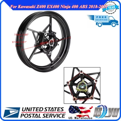 For Kawasaki Z400 EX400 Ninja 400 ABS 2018-2023 #7 Black Glossy Front Wheel Rim - Изображение 1 из 4