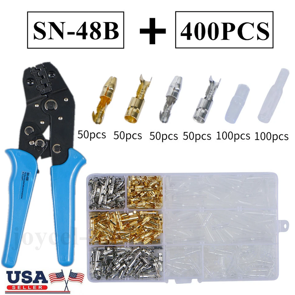 400PCS MOTORCYCLE WIRING 3.9MM HARNESS LOOM BULLET CONNECTORS BRASS ELECTRICAL - Image 1 of 4