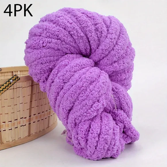 4PK Lilac Chenille Chunky Yarn Jumbo Fluff Thick Knit Blanket Crochet Amigurumi - Image 1 of 1