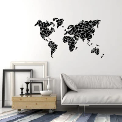 Vinyl Wall Decal Abstract World Map Polygonal Living Room Stickers (3670ig) - Image 1 of 3
