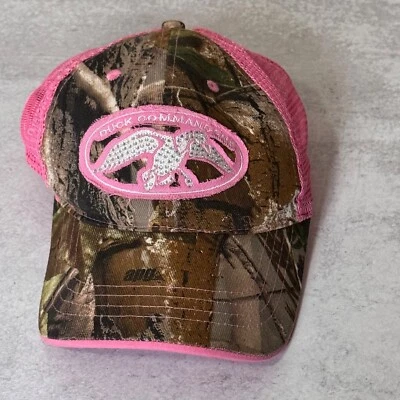 Duck Commander Camo with Pink Mesh Women's Baseball Cap Hat Bling Embellished - Image 1 of 4