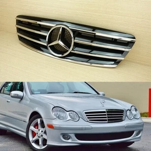 Ajuste BENZ W203 C-Class 01-07 negro brillante 4 aletas parrilla delantera ABS sedán vagón 4 puertas - Imagen 1 de 5