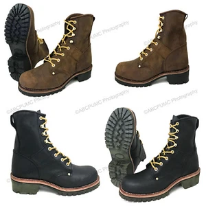 Brand New Men's Logger Boots Leather Good Year Welt Rugged Work Motorcycle Biker - Picture 1 of 13