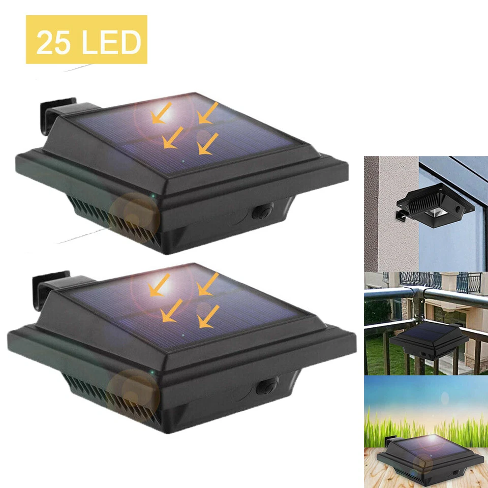 2Pcs Solar Gutter Lights 40LEDs Fence Lights for Pathway Roof Yard Wall Garden - Image 1 of 4
