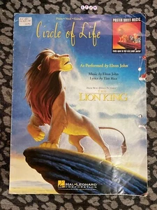 Walt Disney Lion King CIRCLE OF LIFE Sheet Music - Elton John - ORIGINAL POSTER - Picture 1 of 3