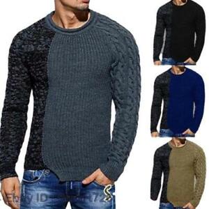 Men's Round Neck Knitwear Long sleeve Sweater Pullover Jumper Casual Slim Tops