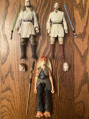 Juego de 3 figuras precuela de la serie The Black de Star Wars-Qui-Gon Jinn, Obi-Wan, tarro Foto 1 de 4