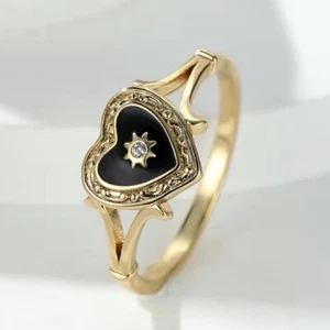 18k Gold Plated Bohemian Vintage Heart Ring, Gifts For Her, Christmas Gift - Picture 1 of 4