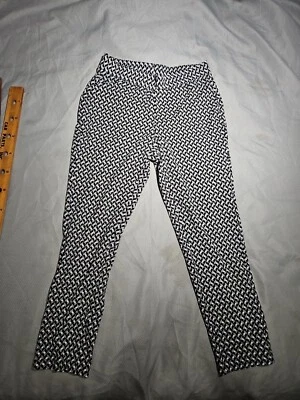 MICHAEL KORS Womens Pants Medium Leggings Black Gray Geometric Pattern Stretchy  - Image 1 of 4