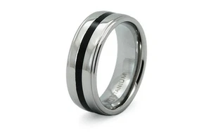 Anillo de boda para hombre con incrustaciones de resina negra de titanio diseño clásico 8 mm | grabado gratuito - Imagen 1 de 1