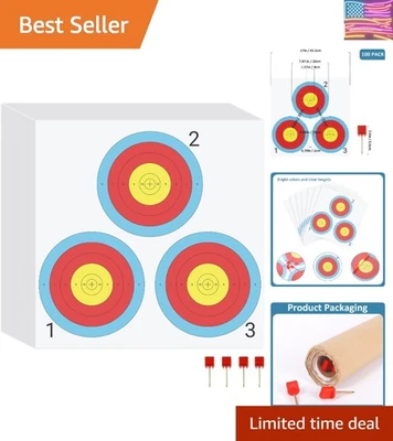 Juego de papel duradero para objetivos de tiro con arco - 100 hojas con pasadores que mejoran la precisión Foto 1 de 4