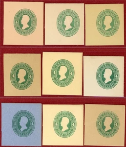 US 1883-86, #U250/59?, 6 Mint, Mostly Different Cut Squares (See Scans to ID) - Picture 1 of 2