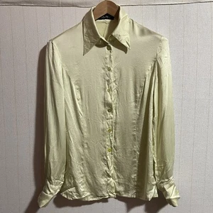 Vintage Medium Escada Margaretha Ley Silk Long Sleeve Button Up Blouse Green - Picture 1 of 9