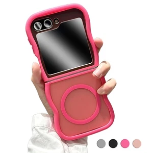 for Samsung Galaxy Z Flip 6 5 4 3 Curly Wavy Frame Translucent Magnetic Case - Picture 1 of 15