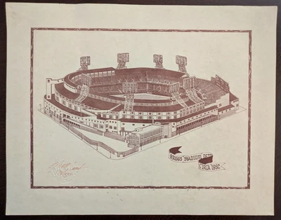 MLB Detroit Tigers Briggs Stadium c.1952 dibujo arquitectónico edición limitada Foto 1 de 4