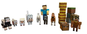 Minecraft Figures Animals Blocks Man Horse Dog Sheep Treasure Chest Blocks - Picture 1 of 7