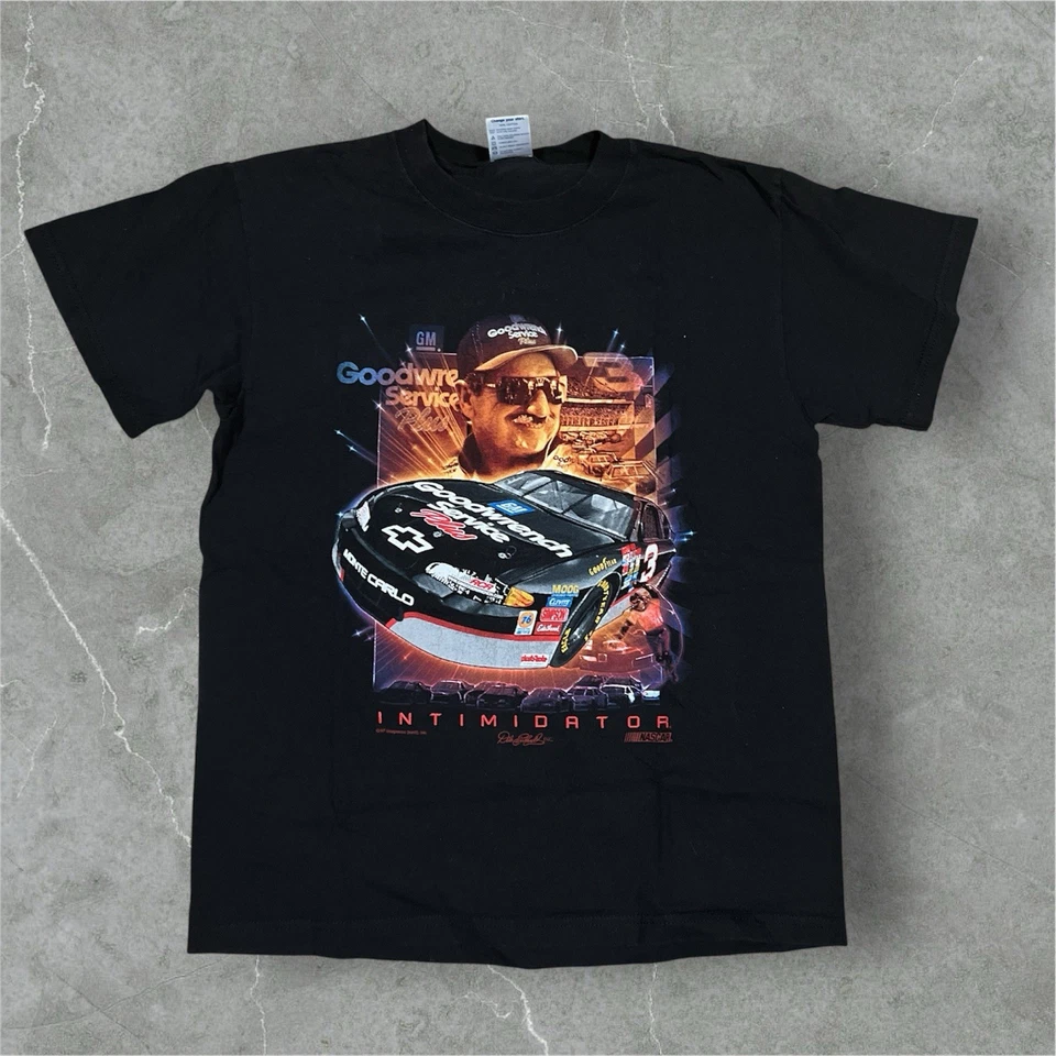 Винтажная черная футболка Dale Earnhardt The Intimidator No3 молодежная XL DeltaTag NASCAR - Изображение 1 из 4