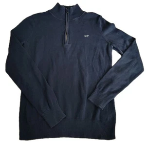 Vineyard Vines Sweater Women's Small Blue Quarter Zip Cotton Ribbed Pullover  - Picture 1 of 18