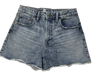 GAP Girls Denim Jean Shorts Size 14 High Rise Adjustable Waist Stretch Fray Hem - Picture 1 of 14