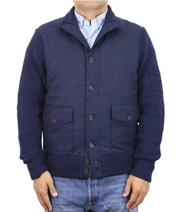 Polo Ralph Lauren Wool Cashmere Blend Sweater Jacket Indigo Blue Size Med NWT - Picture 1 of 10