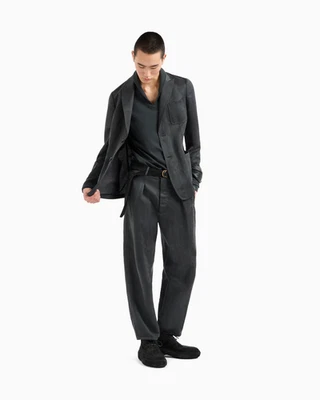 Giorgio Armani Single-breasted jacket in washed linen and Lyocell canvas - Image 1 of 4