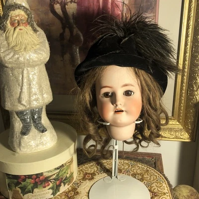 Старинная немецкая большая голова куклы HH S&H с оригинальным париком из человеческих волос... Как есть - Изображение 1 из 4