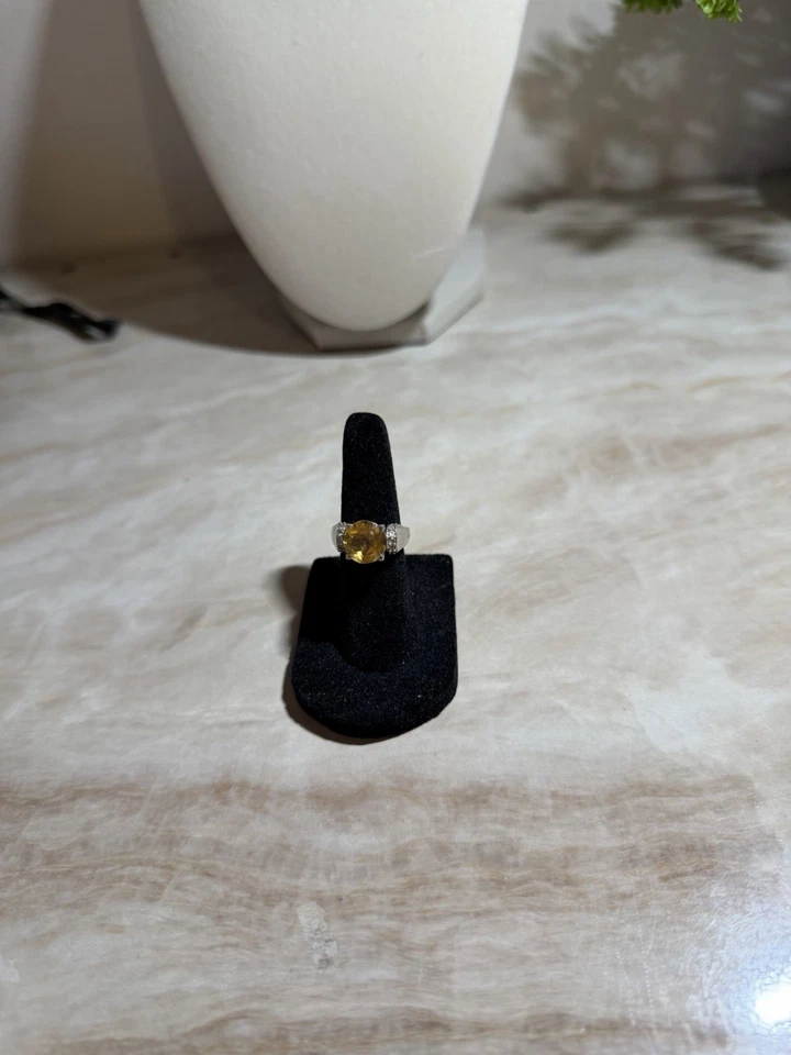 Anillo Piedra Naranja Tonificado Plata Talla 4 Foto 1 de 3