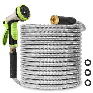 Metal Garden Hose 50ft Stainless Steel Hose Heavy Duty Flexible Water Hose wi... - Picture 1 of 6