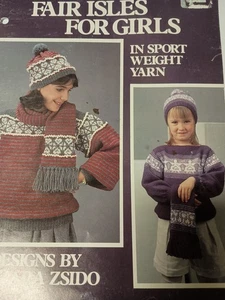 Leisure Arts Fair Isles For Girls 5 Designs By Zara Zsido leaflet 406 A9 - Picture 1 of 1