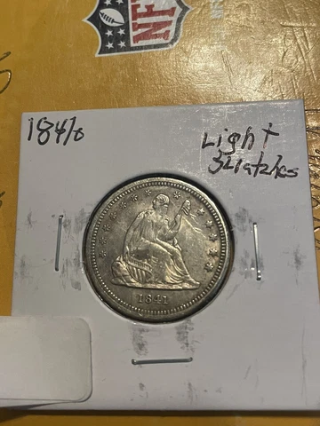 1841 o seated liberty quarter fee minor light scratches better grade cheap! look Cover