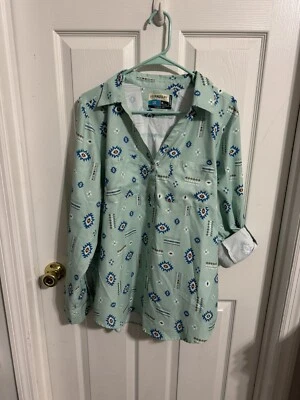 Camisa de pesca Magellan para mujer XL calce clásico estampado azteca del suroeste verde menta Foto 1 de 4