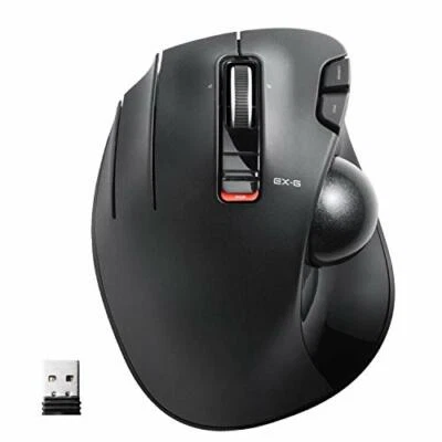 ELECOM Wireless Trackball Mouse M-XT4DRBK 6 Button Black for Left Hand NEW - Image 1 of 4