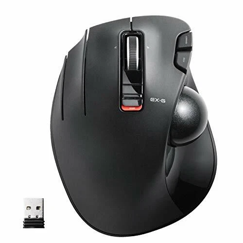 ELECOM Wireless Trackball Mouse M-XT4DRBK 6 Button Black for Left Hand NEW - Image 1 of 4