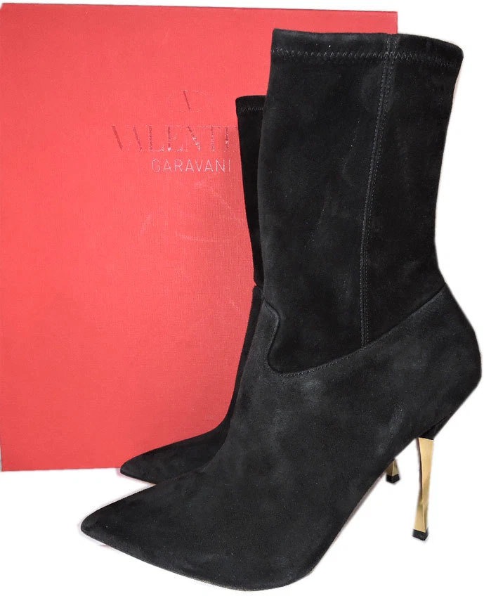 valentino Garavani Boot Panther Leather BOOTS Ivory HEELS Ankle BOOTIES 41