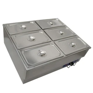 110V 6*1/3*6" deep Pans Food Warmer Stainless Steel with Thermostat 1500W - Picture 1 of 14