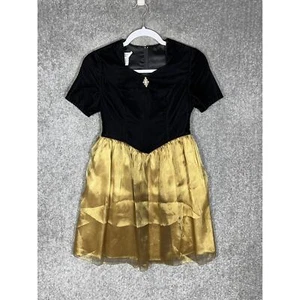 Jessica McClintock Girls Velour Chiffon Party Dress Girls Size 12 Black Gold - Picture 1 of 11
