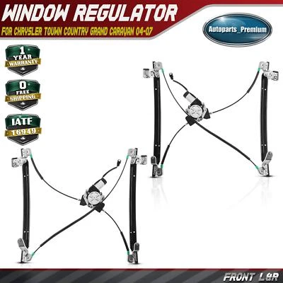 2x Regulador de Janela Frontal Esquerda e Direita com Motor para Chrysler Town Country Caravan - Imagem 1 de 4