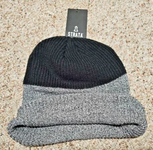 Nuevo gorro tejido negro y gris STRATA - NUEVO CON ETIQUETAS - Imagen 1 de 1