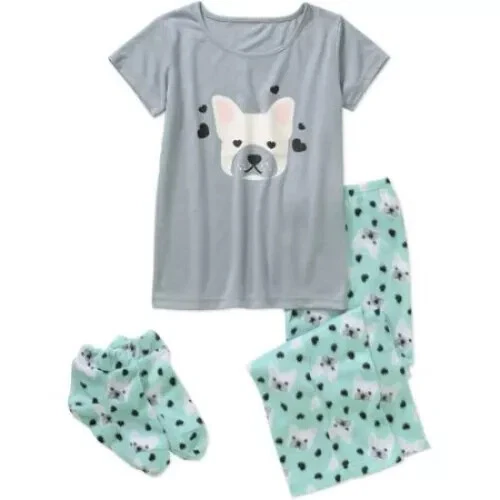 Gyrl Co. Girls' 3 Piece Sleepshirt, Pants, and Slipper Set,  Size Large (10-12) - Image 1 of 3
