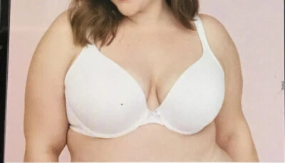 Cacique 胸罩 T 恤 轻薄内衬 白色 棉 Lane Bryant 钢圈 38C — 第 1/2 张图片