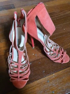Jennifer Hawkins Pink SUEDE Strappy Heels Size AU 7 - Picture 1 of 7