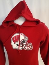 Wisconsin Badgers NCAA Football Hooded Hoodie Adidas Sweatshirt Adult Medium M