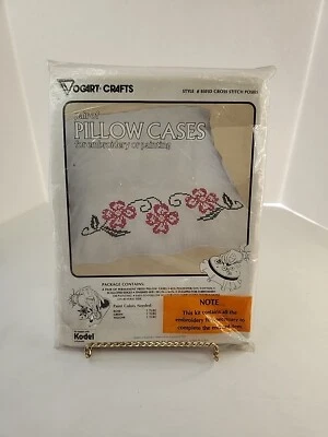 Vogart floral POSIES (2) Stamped Pillow Cases Embroidery Painting 8501D NEW - Image 1 of 3