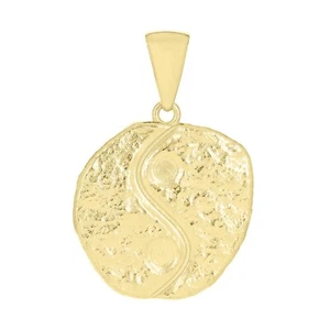 14k Yellow Gold Yin and Yang Charm Pendant 1.2" 7.1 grams - Picture 1 of 4