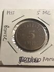 1955 Norway 5 Ore World Type Bronze Coin KM# 400 Low Mintage