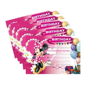 x24 Minnie Mouse Birthday Invitation 250gsm Cards Boys Girls Kids Party - Picture 1 of 1