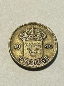 1940 Sweden 25 Ore/Silver/VF #1666 - Picture 1 of 2