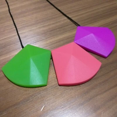 Green, Orange and Dip Pink Silicone Teething Beaded Necklace Jewellery BPA free - image 1 of 2