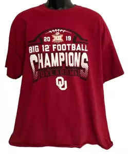 Oklahoma University Tee Men's Sz 2XL Red Big 12 Champions 2019 Football Ou - Picture 1 of 3